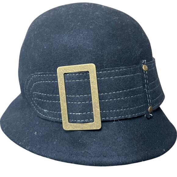 Scala Collezione 100% Wool Black Band Buckle One Size Women's Hat - Picture 1 of 6